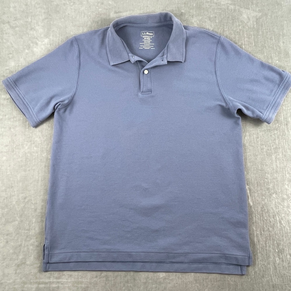 LL Bean Mens M Blue Polo Shirt Traditional Fit Short Sleeve 100% Cotton 300454